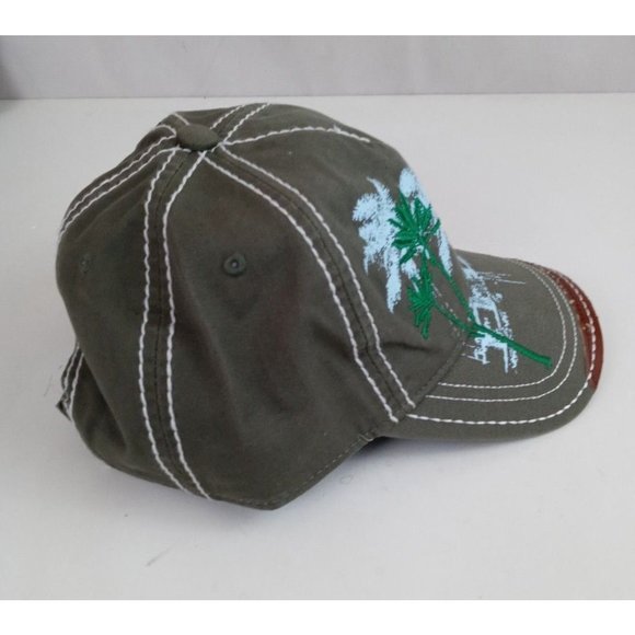 Puerto Vallerta Embroidered With Distressed Leather On Bill Adj. Baseball Cap - Picture 3 of 7